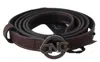 Costume National Brown Skinny Leather Round Logo Buckle Belt In Burgundy