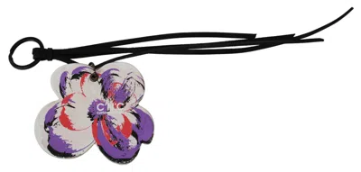 Costume National Butterfly Logo Leather Hair Clip In Multi