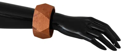Costume National Carved Wood Bracelet In Brown