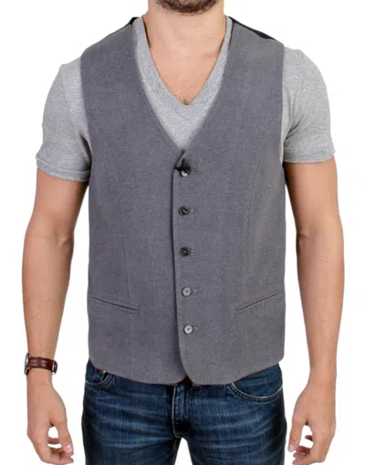 Costume National C'n'c   Cotton Blend Casual Vest In Gray