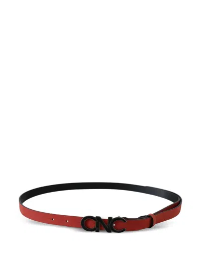 Costume National Cnc Logo-buckle Leather Belt In Red