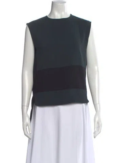 Pre-owned Costume National Colorblock Pattern Crew Neck Top In Green