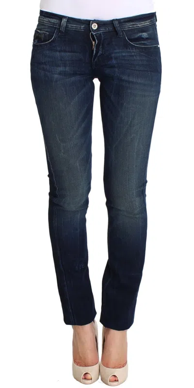 Costume National Cotton Blend Slim Fit Skinny Jeans In Blue