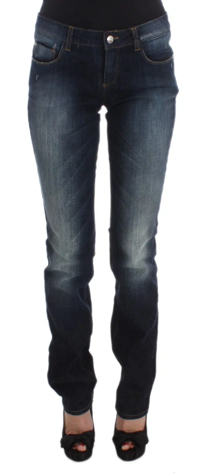 Costume National Cotton Slim Fit Bootcut Jeans In Blue