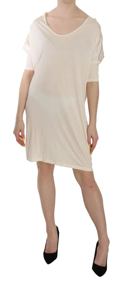 Costume National Cream Round Neck Knee Length Women's Dress In White
