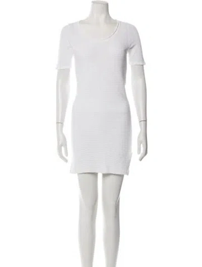 Pre-owned Costume National Crew Neck Mini Dress In White