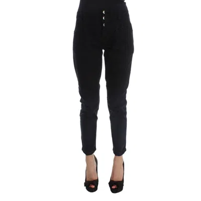Costume National Cotton Slim Fit Cropped Jeans In Black