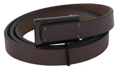 Costume National Brown Leather Tactical Logo Screw Buckle Belt