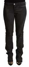 Costume National Black Cotton Mid Waist Skinny Pants In Black