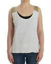 Costume National Elegant Monochrome Sleeveless Top With Gold Accents