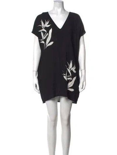 Pre-owned Costume National Floral Print Mini Dress In Black