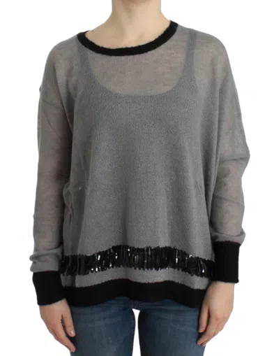Costume National Gray Embellished Asymmetric Women's Sweater