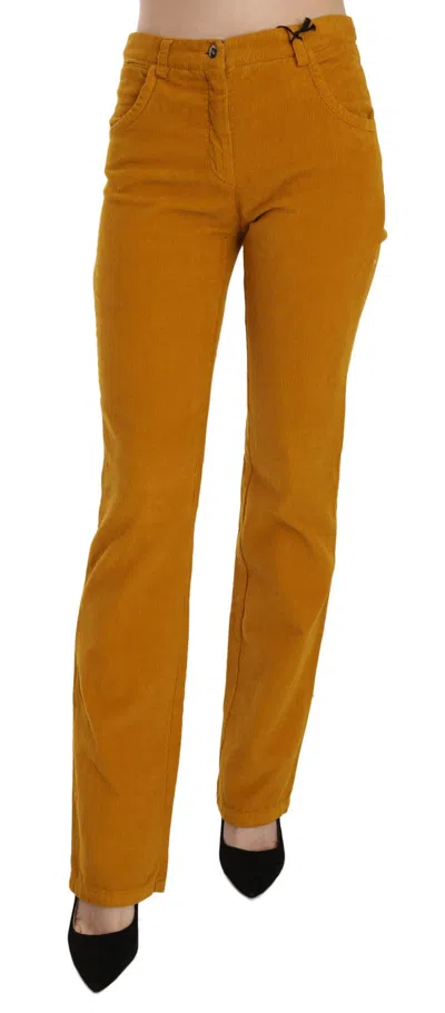Costume National High-waist Straight Cotton-elastane Trousers In Brown
