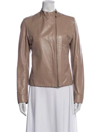 Pre-owned Costume National Leather Biker Jacket In Neutral