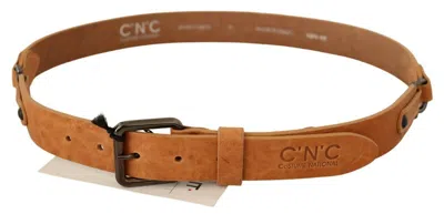 Costume National Leather Buckle Waist Belt In Brown