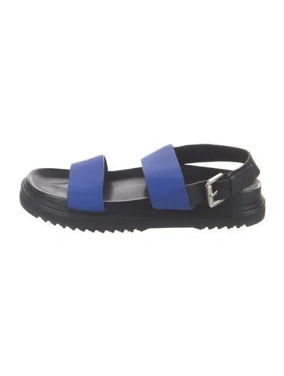 Pre-owned Costume National Leather Colorblock Pattern Sandals In Blue