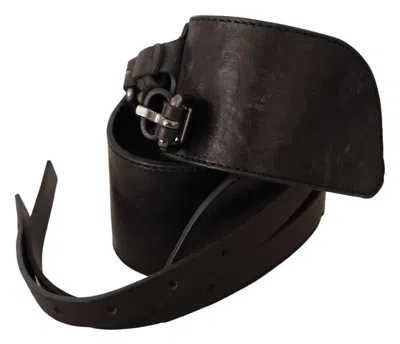 Costume National Leather Double Buckle Belt In Brown
