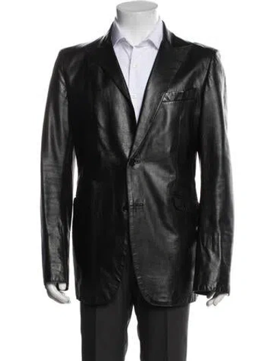 Pre-owned Costume National Leather Jacket In Black