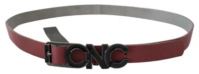 Costume National Leather Logo Belt In Red