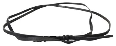 Costume National Leather Logo Buckle Belt In Black