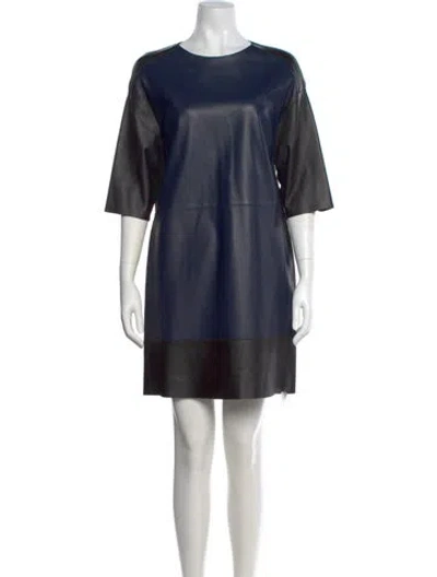Pre-owned Costume National Leather Mini Dress In Blue