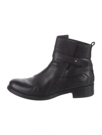 Pre-owned Costume National Leather Moto Boots In Black