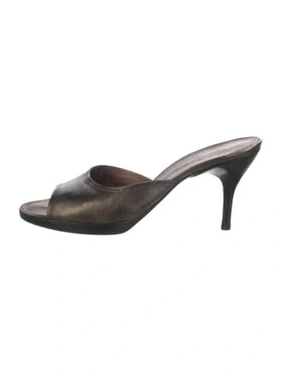 Pre-owned Costume National Leather Slides In Brown