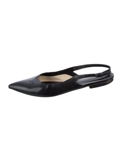 Pre-owned Costume National Leather Slingback Flats In Black