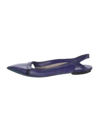 Pre-owned Costume National Leather Slingback Flats In Blue