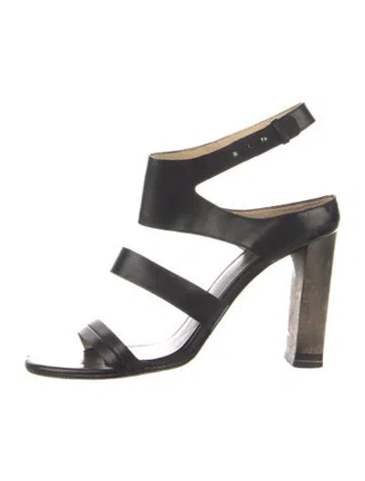 Pre-owned Costume National Leather Slingback Sandals In Black