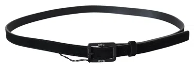 Costume National Leather Square Buckle Belt In Black