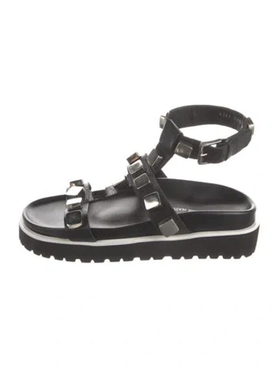 Pre-owned Costume National Leather Studded Accents Sandals In Black