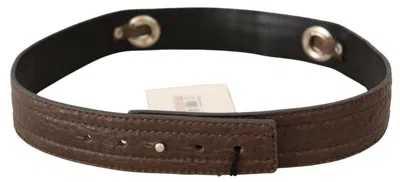 Costume National Leather With Silver Tone Fastening Belt In Brown