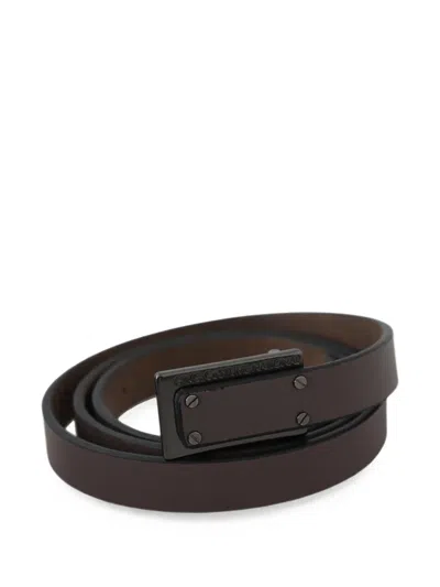 Costume National Logo-buckle Leather Belt In Brown