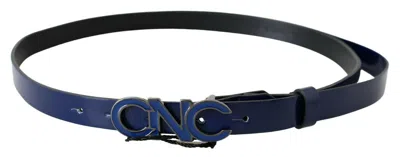 Costume National Logo-embellished Leather Belt In Blue