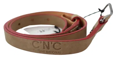 Costume National Logo-embossed Leather Belt In Neutral