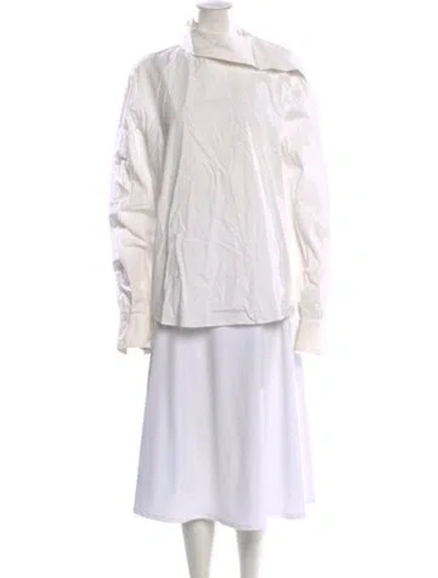 Pre-owned Costume National Long Sleeve Blouse In White