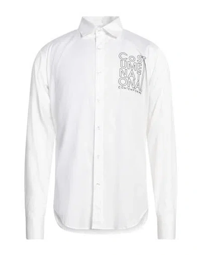 Costume National Man Shirt White Size 44 Cotton, Elastane