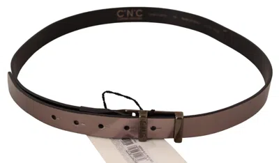 Costume National Metallic Leather Buckle Belt In Brown