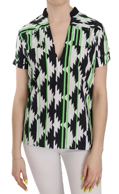 Costume National Multi Color Plunging Top Women's Blouse