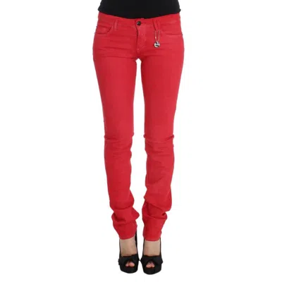 Costume National Multicolor Cotton Skinny Jeans In Red