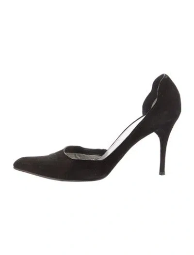 Pre-owned Costume National Ostrich D'orsay Pumps In Black