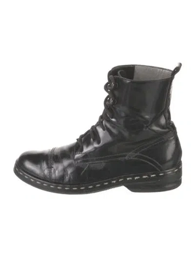 Pre-owned Costume National Patent Leather Combat Boots In Black