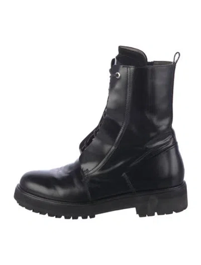 Pre-owned Costume National Patent Leather Combat Boots In Black