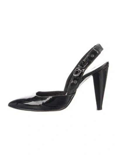 Pre-owned Costume National Patent Leather Slingback Pumps In Blue