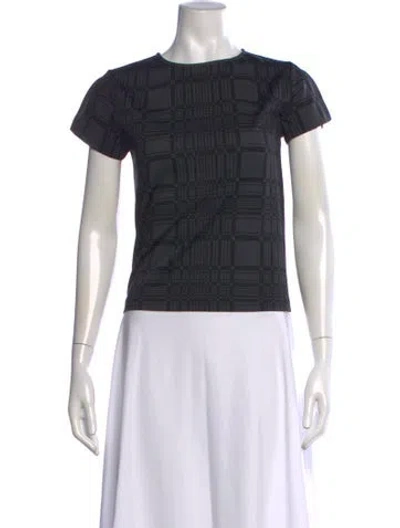 Pre-owned Costume National Plaid Print Crew Neck T-shirt In Black