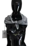 Costume National Gray Print Shawl Foulard Branded Scarf In Black
