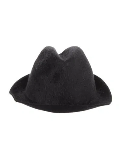 Pre-owned Costume National Rabbit Fur Fedora Hat In Black