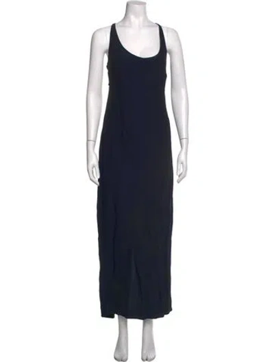 Pre-owned Costume National Scoop Neck Long Dress In Black
