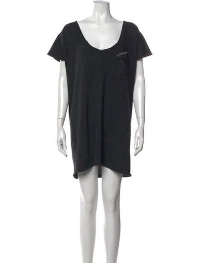 Pre-owned Costume National Scoop Neck Mini Dress In Grey